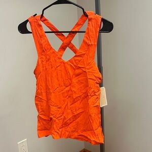 Copper Key Bright Orange Criss-Cross Tank Top
